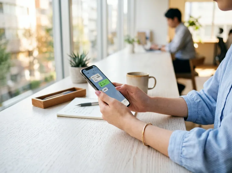 スマホでLINE無料相談する様子