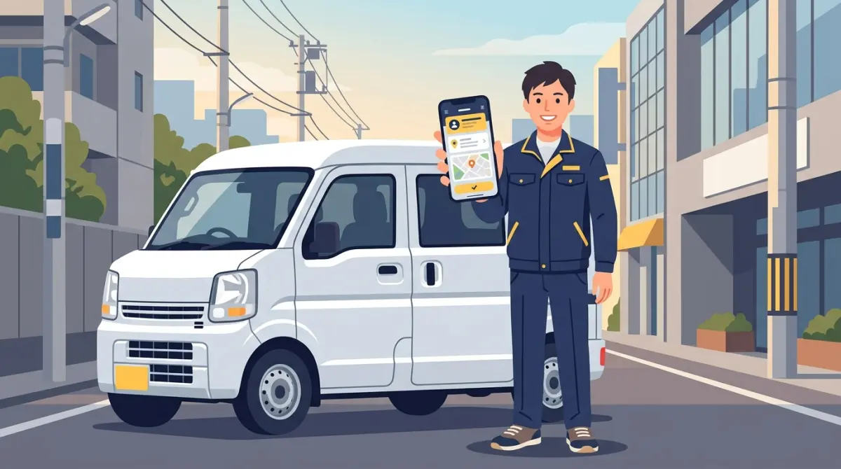 軽マッチアプリで案件を選びAmazon Flexと併用して収入を安定させるドライバーのイメージ