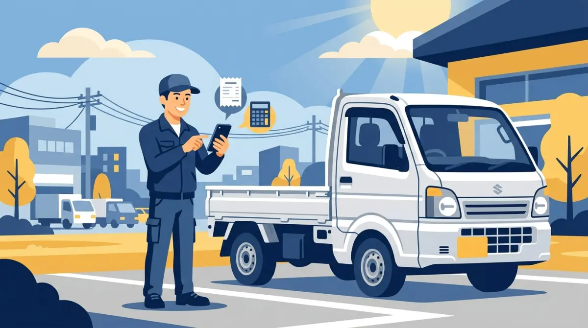 軽貨物ドライバーが軽マッチアプリで案件を確認し経費効率を最大化するイメージ