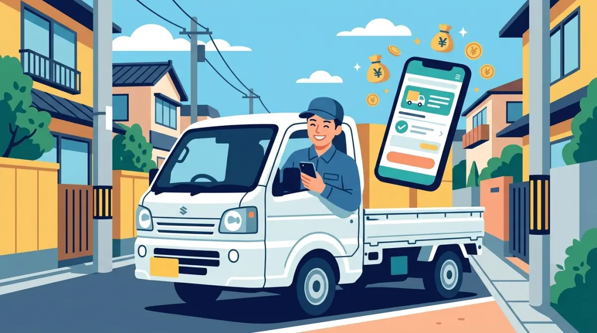軽貨物ドライバーが軽マッチで案件収益を確認するイメージ