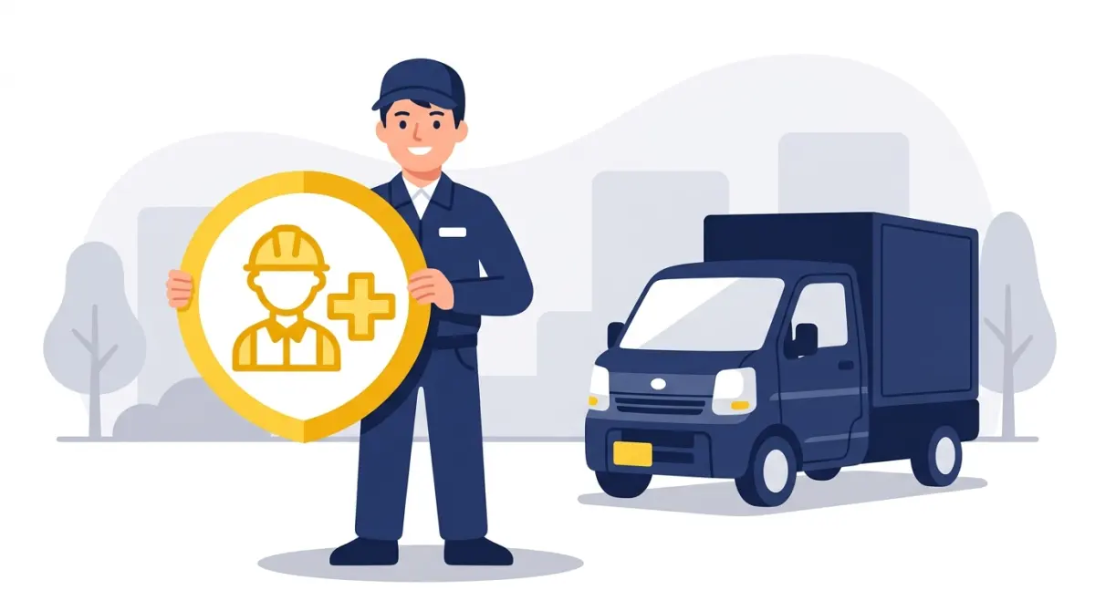 軽貨物ドライバーが労災保険(特別加入)で守られているイメージ