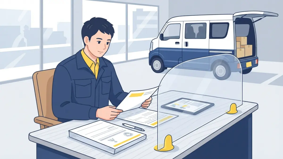 軽貨物の個人事業主が社会保険や年金の書類を確認するイメージ