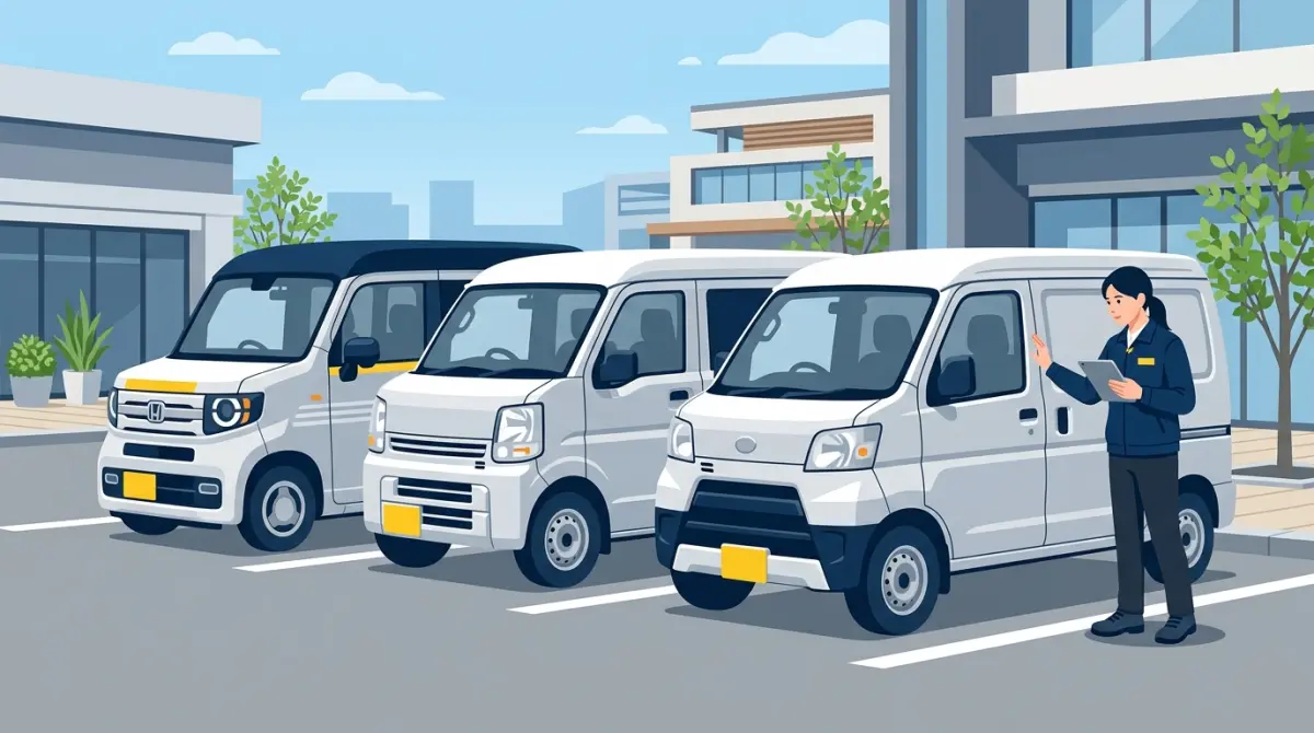 軽貨物におすすめの軽バン車両を選定するドライバーのイメージ（新車・中古・リース比較）