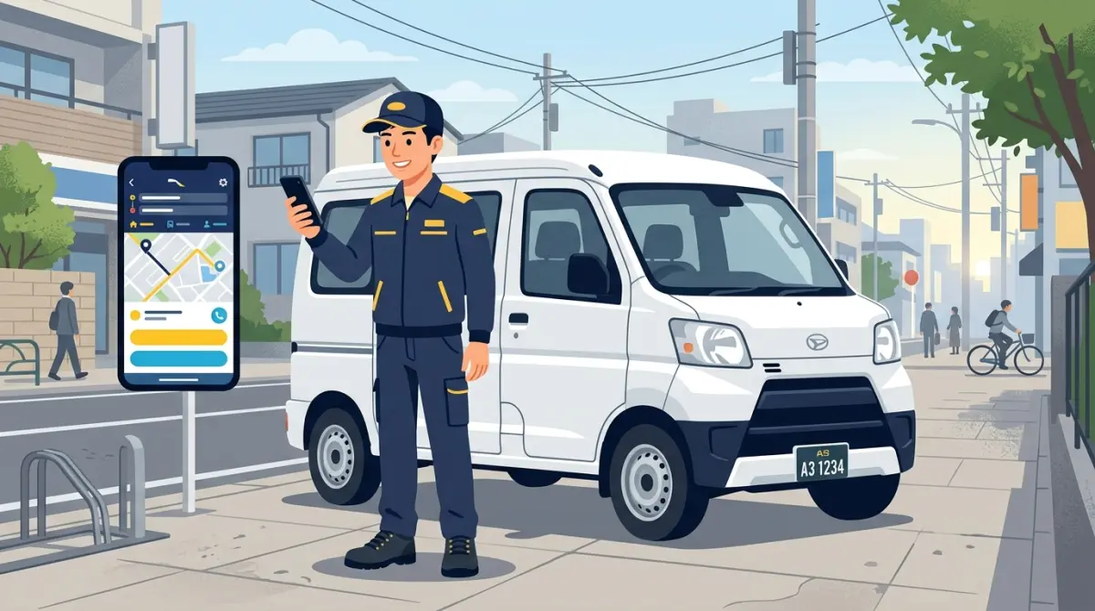軽マッチアプリで案件を確認して車両費を回収するドライバーのイメージ