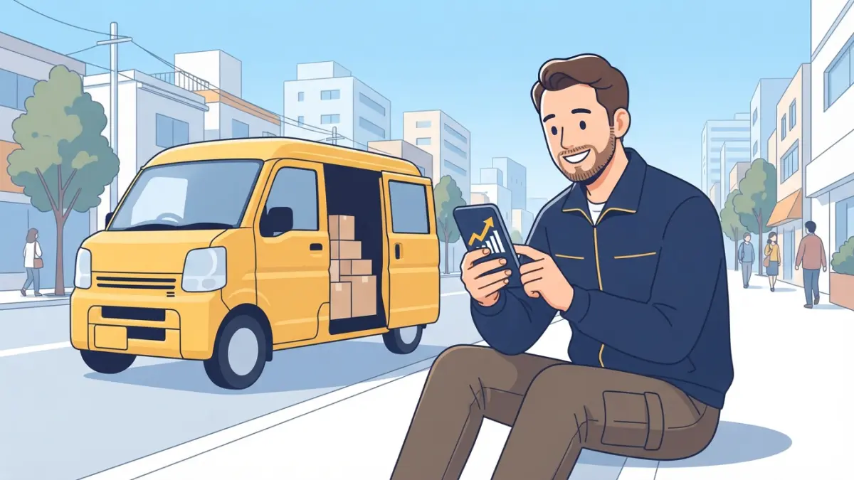 中抜きのない直接取引で軽貨物の手取りが安定し前向きになるドライバーのイメージ