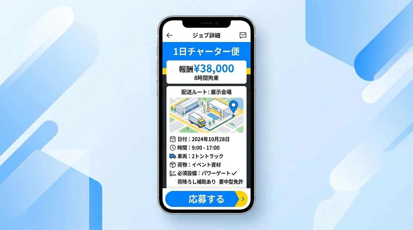軽マッチアプリ チャーター便案件検索画面