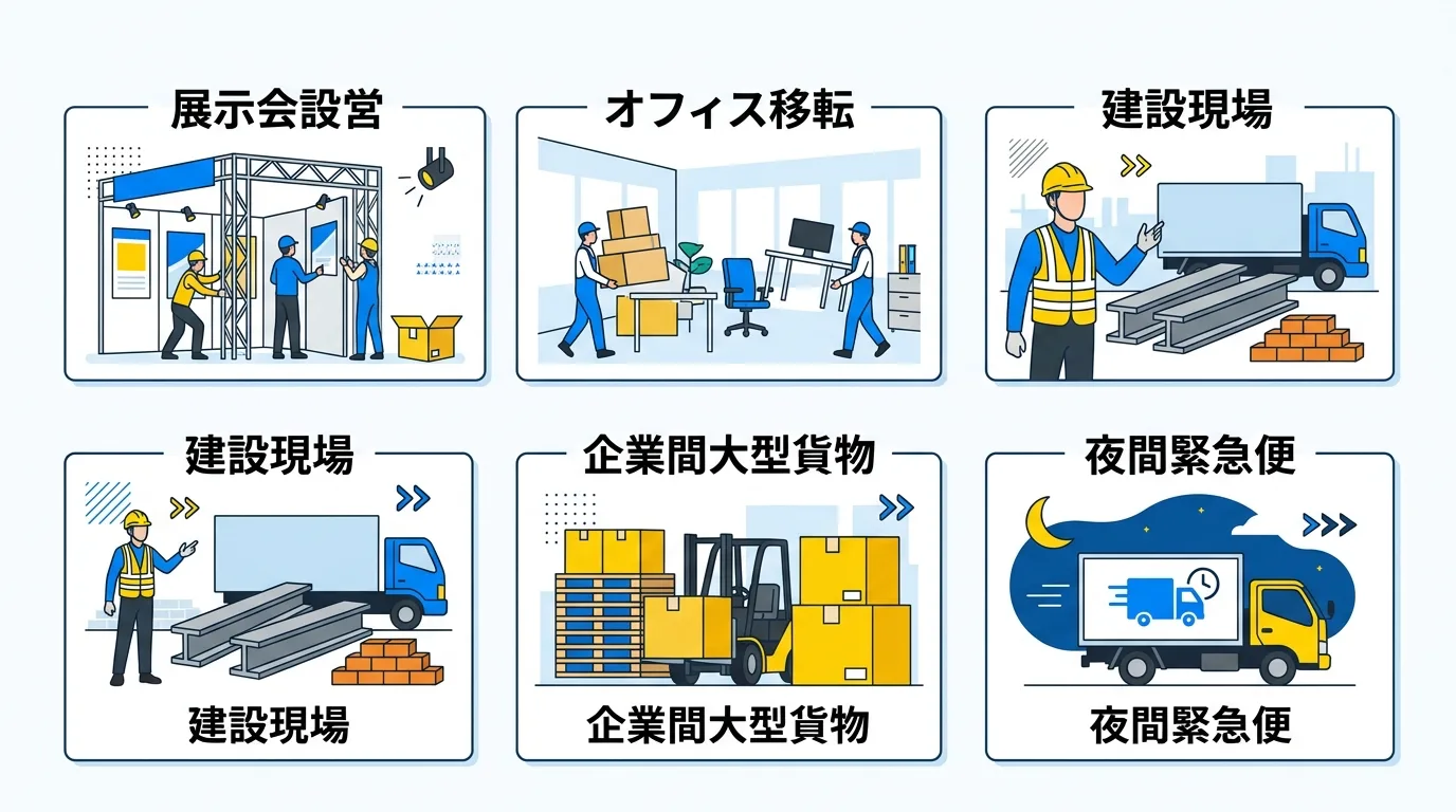 チャーター便の種類（展示会・引越・建設・大口など）