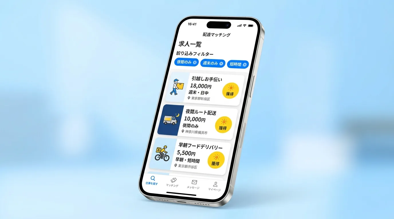 軽マッチアプリ その他案件（副業・スキマ案件）フィルター画面