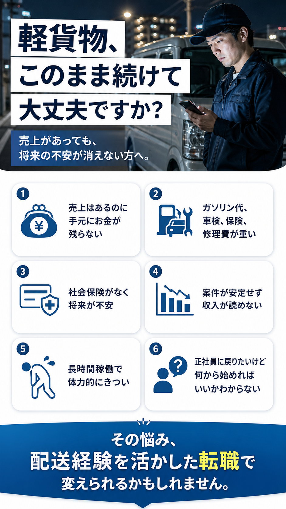 軽貨物ドライバーの悩み - 運転職への転職で解決できる課題